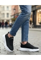 MirgeShoes Siyah Bağcıklı Erkek Spor Ayakkabı Merdiven Desen Yüksek BYZ Taban MRG010602650