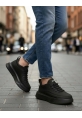 MirgeShoes Siyah Bağcıklı Erkek Spor Ayakkabı Merdiven Desen Yüksek SYH Taban MRG010602650