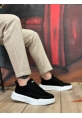 MirgeShoes Siyah Bağcıklı Erkek Spor Ayakkabı Süet Deri Merdiven Desen Yüksek BYZ Taban MRG010602650