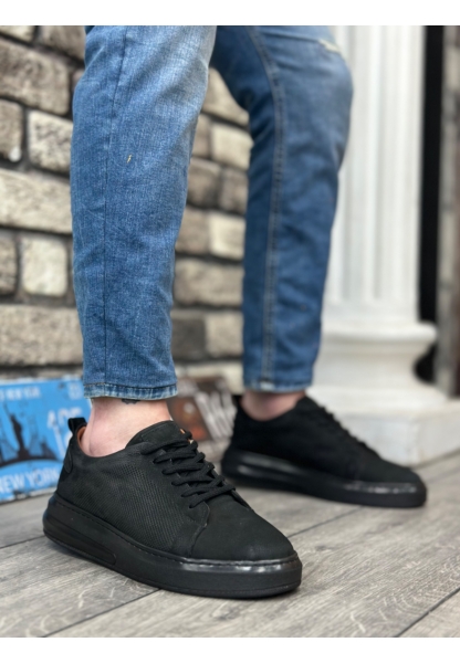 MRG0336 İçi Dışı Hakiki Nubuk Deri Siyah Tabanlı Bağcıklı Casual Erkek Ayakkabı