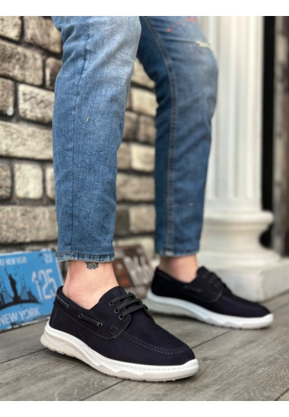 MRG0337 İçi Dışı Hakiki Nubuk Deri Classic Lacivert Günlük Erkek Ayakkabı