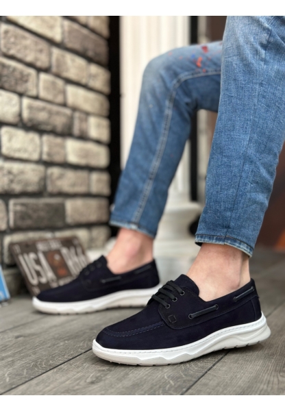 MRG0337 İçi Dışı Hakiki Nubuk Deri Classic Lacivert Günlük Erkek Ayakkabı