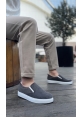 MirgeShoes Gri Bağcıksız Erkek Günlük Ayakkabı Kadife Kalın BYZ Taban MRG010602657