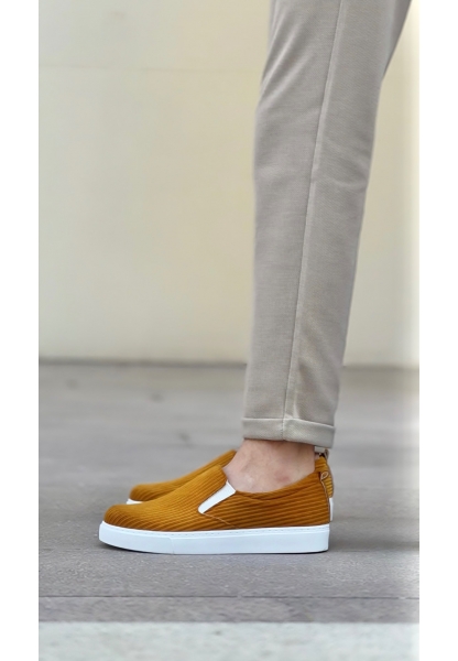 MirgeShoes Hardal Bağcıksız Erkek Günlük Ayakkabı Kadife Kalın BYZ Taban MRG010602657