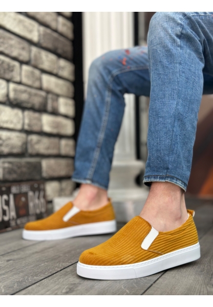 MirgeShoes Hardal Bağcıksız Erkek Günlük Ayakkabı Kadife Kalın BYZ Taban MRG010602657