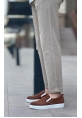 MirgeShoes Kahve Bağcıksız Erkek Günlük Ayakkabı Kadife Kalın BYZ Taban MRG010602657