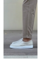 MirgeShoes Krem Bağcıksız Erkek Günlük Ayakkabı Keten Kalın BYZ Taban MRG010602657