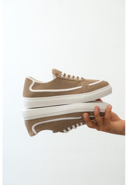 MirgeShoes Vizon Bağcıklı Erkek Spor Ayakkabı Deri Tozu Kalın BYZ Taban MRG010602669