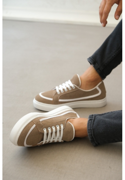 MirgeShoes Vizon Bağcıklı Erkek Spor Ayakkabı Deri Tozu Kalın BYZ Taban MRG010602669