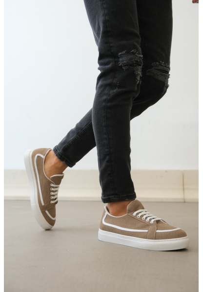 MirgeShoes Vizon Bağcıklı Erkek Spor Ayakkabı Deri Tozu Kalın BYZ Taban MRG010602669