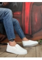 MirgeShoes Beyaz Bağcıksız Erkek Günlük Ayakkabı Kapitone Kalın BYZ Taban MRG010602671