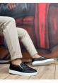 MirgeShoes Siyah Bağcıksız Erkek Günlük Ayakkabı Kapitone Kalın BYZ Taban MRG010602671