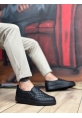 MirgeShoes Siyah Bağcıksız Erkek Günlük Ayakkabı Kapitone Kalın SYH Taban MRG010602671