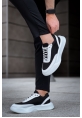MirgeShoes Siyaz Bağcıklı Erkek Günlük Spor Ayakkabı Beyaz Parçalı Yüksek BYZ Taban MRG010602672