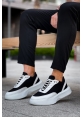 MirgeShoes Siyaz Bağcıklı Erkek Günlük Spor Ayakkabı Beyaz Parçalı Yüksek BYZ Taban MRG010602672