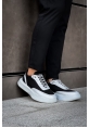 MirgeShoes Siyaz Bağcıklı Erkek Günlük Spor Ayakkabı Beyaz Parçalı Yüksek BYZ Taban MRG010602672
