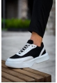 MirgeShoes Siyaz Bağcıklı Erkek Günlük Spor Ayakkabı Beyaz Parçalı Yüksek BYZ Taban MRG010602672