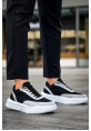 MirgeShoes Siyah Bağcıklı Erkek Günlük Spor Ayakkabı Gri Parçalı Yüksek BYZ Taban MRG010602672
