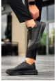 MirgeShoes Siyah Bağcıklı Erkek Günlük Spor Ayakkabı Yüksek SYH Taban MRG010602672