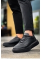 MirgeShoes Siyah Bağcıklı Erkek Günlük Spor Ayakkabı Yüksek SYH Taban MRG010602672