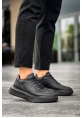 MirgeShoes Siyah Bağcıklı Erkek Günlük Spor Ayakkabı Yüksek SYH Taban MRG010602672