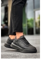 MirgeShoes Siyah Bağcıklı Erkek Günlük Spor Ayakkabı Yüksek SYH Taban MRG010602672