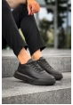 MirgeShoes Siyah Bağcıklı Erkek Günlük Spor Ayakkabı Yüksek SYH Taban MRG010602672