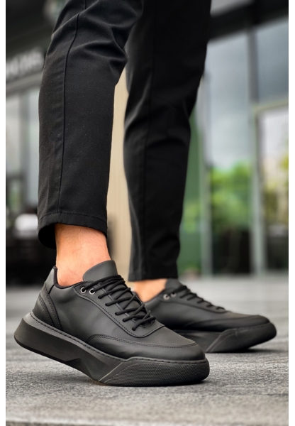MirgeShoes Siyah Bağcıklı Erkek Günlük Spor Ayakkabı Yüksek SYH Taban MRG010602672