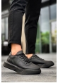 MirgeShoes Siyah Bağcıklı Erkek Günlük Spor Ayakkabı Yüksek SYH Taban MRG010602672