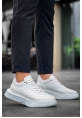 MirgeShoes Beyaz Bağcıklı Erkek Günlük Spor Ayakkabı Yüksek BYZ Taban MRG010602672