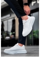MirgeShoes Beyaz Bağcıklı Erkek Günlük Spor Ayakkabı Yüksek BYZ Taban MRG010602672