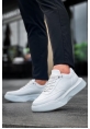MirgeShoes Beyaz Bağcıklı Erkek Günlük Spor Ayakkabı Yüksek BYZ Taban MRG010602672