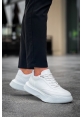 MirgeShoes Beyaz Bağcıklı Erkek Günlük Spor Ayakkabı Yüksek BYZ Taban MRG010602672
