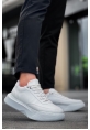 MirgeShoes Beyaz Bağcıklı Erkek Günlük Spor Ayakkabı Yüksek BYZ Taban MRG010602672