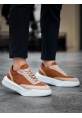 MirgeShoes Taba Bağcıklı Erkek Günlük Spor Ayakkabı Krem Parçalı Yüksek BYZ Taban MRG010602672