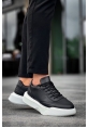 MirgeShoes Siyah Bağcıklı Erkek Günlük Spor Ayakkabı Yüksek BYZ Taban MRG010602672