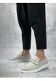 MirgeShoes Krem Bağcıksız Erkek Klasik Loafer Ayakkabı Keten Tekstil BYZ Taban MRG010602673