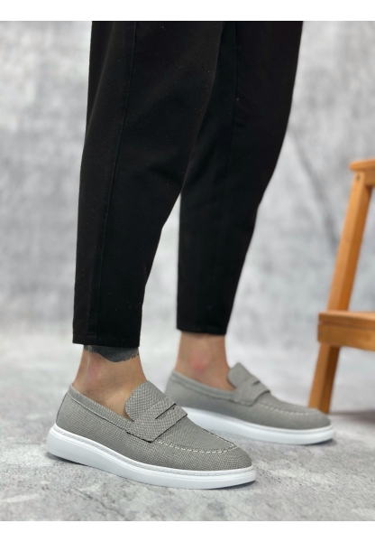MirgeShoes Füme Bağcıksız Erkek Klasik Loafer Ayakkabı Keten Tekstil BYZ Taban MRG010602673