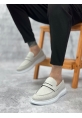 MirgeShoes Gri Bağcıksız Erkek Klasik Loafer Ayakkabı Keten Tekstil BYZ Taban MRG010602673