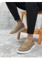 MirgeShoes Hardal Bağcıksız Erkek Klasik Loafer Ayakkabı Keten Tekstil BYZ Taban MRG010602673