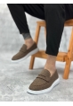 MirgeShoes Kahve Bağcıksız Erkek Klasik Loafer Ayakkabı Keten Tekstil BYZ Taban MRG010602673