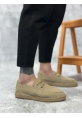 MirgeShoes Bej Bağcıklı Erkek Casual Ayakkabı Kauçuk El Yapımı Espadril Taban KHV MRG010602676