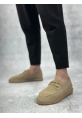 MirgeShoes Bej Bağcıklı Erkek Casual Ayakkabı Kauçuk El Yapımı Espadril Taban KHV MRG010602676