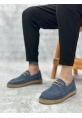 MirgeShoes Mavi Bağcıklı Erkek Casual Ayakkabı Kauçuk El Yapımı Espadril Taban KHV MRG010602676