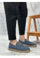 MirgeShoes Mavi Bağcıklı Erkek Casual Ayakkabı Kauçuk El Yapımı Espadril Taban KHV MRG010602676