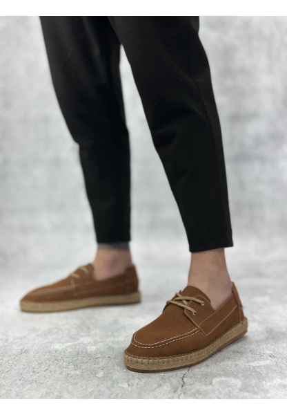 MirgeShoes Taba Bağcıklı Erkek Casual Ayakkabı Kauçuk El Yapımı Espadril Taban KHV MRG010602676