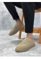 MirgeShoes Krem Bağcıksız Erkek Casual Ayakkabı Kauçuk El Yapımı Espadril Taban KHV MRG010602677