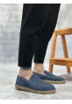 MirgeShoes Mavi Bağcıksız Erkek Casual Ayakkabı Kauçuk El Yapımı Espadril Taban KHV MRG010602677