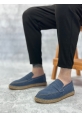 MirgeShoes Mavi Bağcıksız Erkek Casual Ayakkabı Kauçuk El Yapımı Espadril Taban KHV MRG010602677