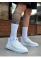 MirgeShoes Beyaz Erkek Tarz Spor Ayakkabı Özel Örgü Triko Kalın BYZ Taban MRG010602693